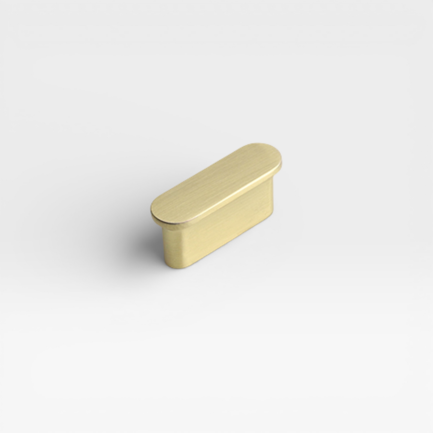 Brushed Brass Puk 16mm knob by Plook Design - sleek drawer and cabinet knob