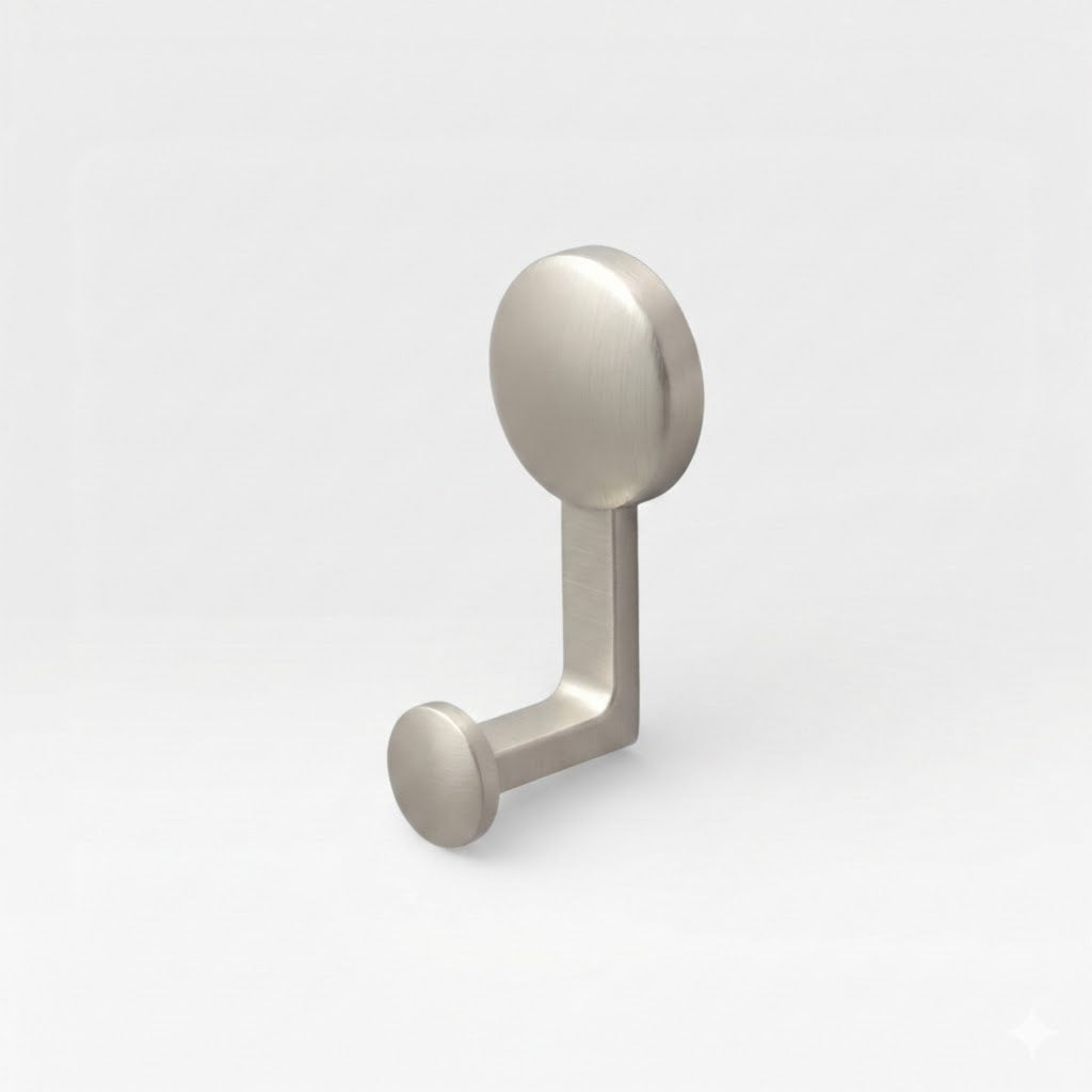 Brushed Nickel Olo wall hook by Plook Design - statement hook for hallways