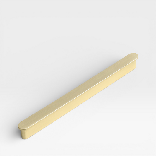 Brushed Brass Puk 128mm cabinet handle by Plook Design - sleek kitchen hardware