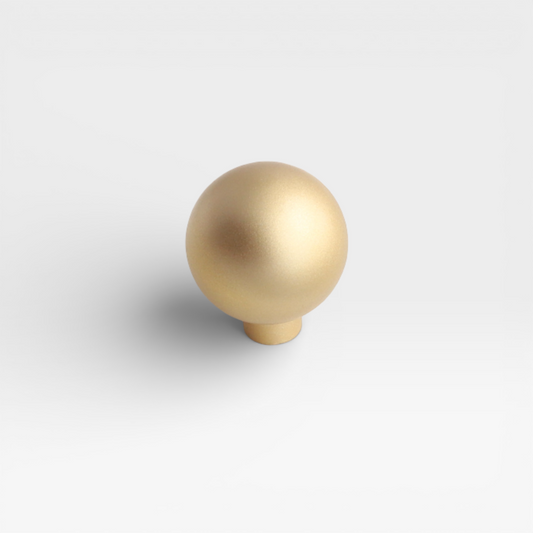 Brushed Brass Orbit 25mm knob by Plook Design - minimal drawer and cabinet knob